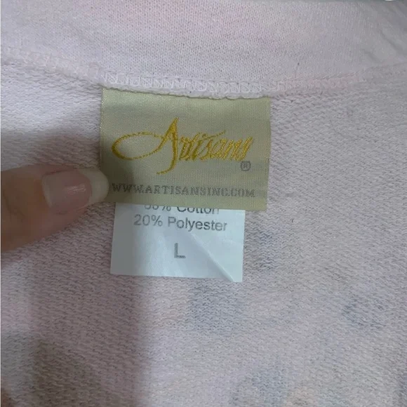 Vintage Y2K light pink Easter/spring bunny button up lightweight shirt size L - Picture 6 of 6